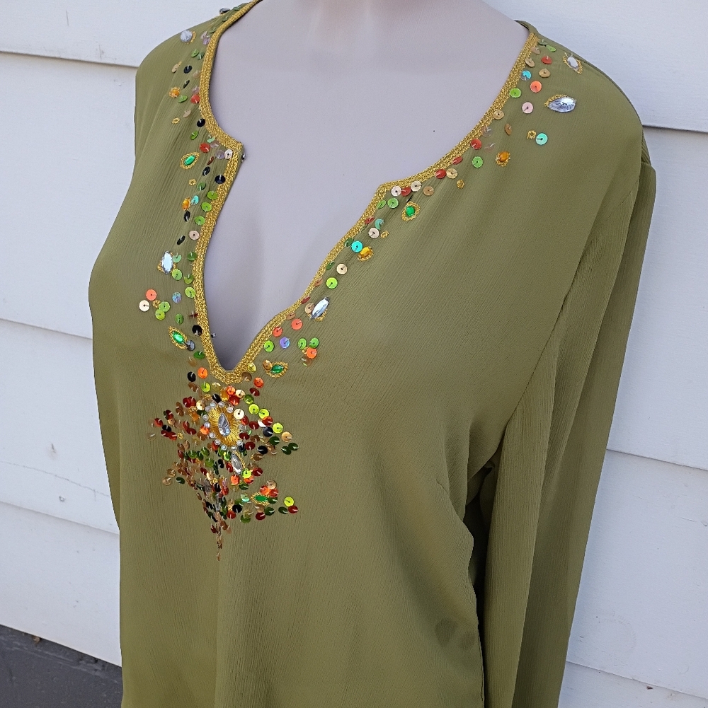 Vintage Semi Sheer Sequin Top